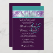 Paarse Aqua Blue Dahlia Petals Bruiloft Gerecyclee Kaart (Voorkant / Achterkant)