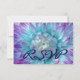 PAARSE AQUA BLUE Dahlia RSVP Trouwantwoord Kaartje