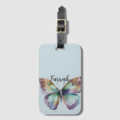 Paarse Aqua Blue Gold Mint Vlinders Bagagelabel (Voorkant (verticaal))