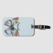 Paarse Aqua Blue Gold Mint Vlinders Bagagelabel (Voorkant (horizontaal))