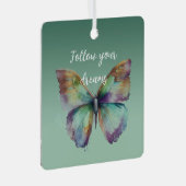 Paarse Aqua Blue Gold Mint Vlinders Metalen Ornament (Voorkant Rechts)