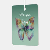 Paarse Aqua Blue Gold Mint Vlinders Metalen Ornament (Voorkant links)