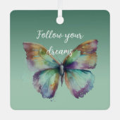 Paarse Aqua Blue Gold Mint Vlinders Metalen Ornament (Voorkant)