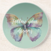 Paarse Aqua Blue Gold Mint Vlinders Zandsteen Onderzetter (Voorkant)