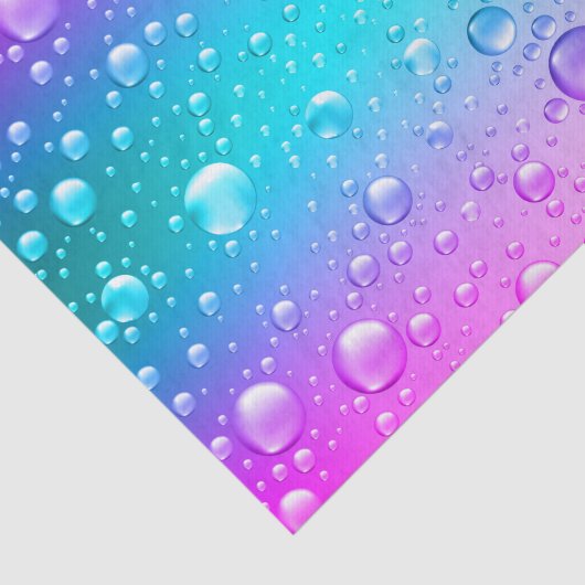 Paarse & Aqua Blue Gradient Waterdruppeltjes Tissuepapier (Detail)