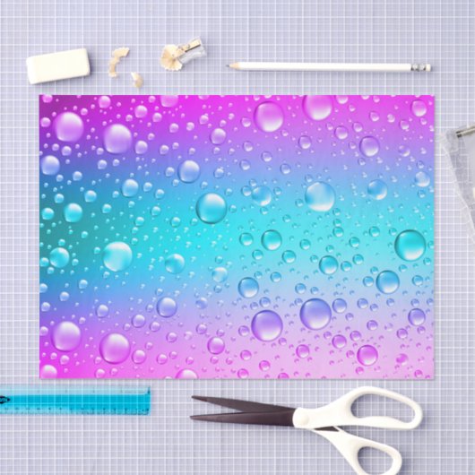 Paarse & Aqua Blue Gradient Waterdruppeltjes Tissuepapier (Craft)