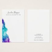 Paarse aqua blue waterverf-oorkaart visitekaartje (Voorkant /achterkant)