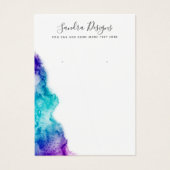 Paarse aqua blue waterverf-oorkaart visitekaartje (Voorkant)