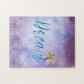 Paarse Aqua Dream Gold Dragonfly Legpuzzel (Horizontaal)