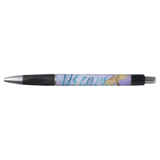 Paarse Aqua Dream Gold Dragonfly Pen (Voorkant)