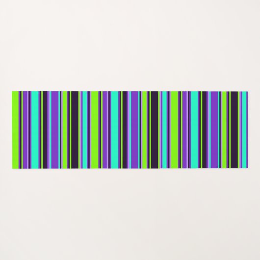 Paarse, Aqua en Chartreuse gestreepte yogamat (Achterkant (horizontaal))