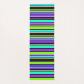 Paarse, Aqua en Chartreuse gestreepte yogamat (Achterkant)