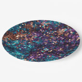 Paarse Aqua Glam Bronzen Zeemeermin Sparkle Papieren Bordje (Gekanteld)