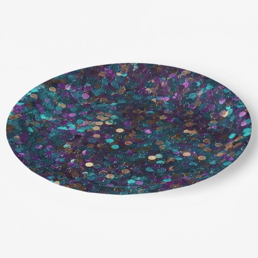 Paarse Aqua Glam Gouden Zeemeermin Sparkle Papieren Bordje (Gekanteld)
