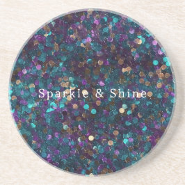 Paarse Aqua Glam Gouden Zeemeermin Sparkle Zandsteen Onderzetter