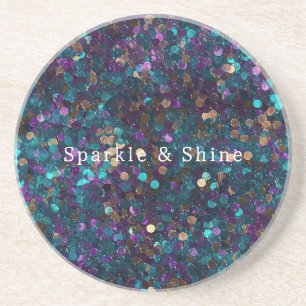 Paarse Aqua Glam Gouden Zeemeermin Sparkle Zandsteen Onderzetter