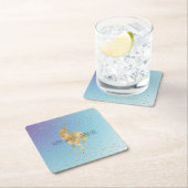 Paarse Aqua Gold Sparkle Unicorn Kartonnen Onderzetters (Insitu)