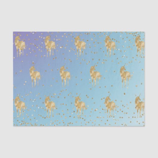 Paarse Aqua Gold Sparkle Unicorn Tissuepapier (Voorkant)