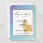 Paarse Aqua Gold Unicorn Glitter Sparkle Kaart (Voorkant)