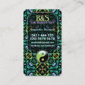 Paarse Aqua Green Yin Yang Visitekaartjes (Achterkant)