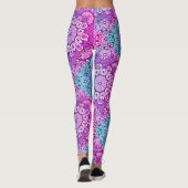 Paarse Aqua Mandala Patroon Boho Leggings (Achterkant)