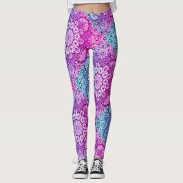 Paarse Aqua Mandala Patroon Boho Leggings