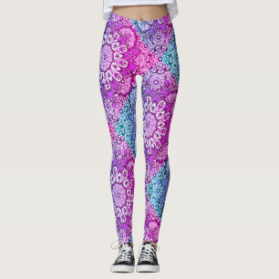 Paarse Aqua Mandala Patroon Boho Leggings