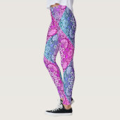 Paarse Aqua Mandala Patroon Boho Leggings (Links)