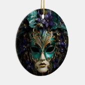 Paarse Aqua Masquerade Maskers Mardi Gras Drama Keramisch Ornament (Rechts)