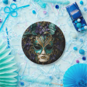 Paarse Aqua Masquerade Maskers Mardi Gras Drama Papieren Bordje (Feest)