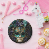 Paarse Aqua Masquerade Maskers Mardi Gras Drama Papieren Bordje (Feest)