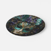 Paarse Aqua Masquerade Maskers Mardi Gras Drama Papieren Bordje (Gekanteld)