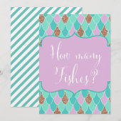 Paarse Aqua Mermaid Baby shower Game Uitnodiging (Voorkant / Achterkant)