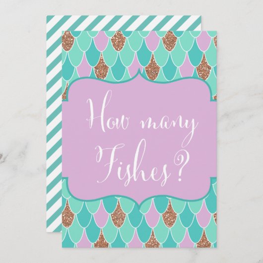 Paarse Aqua Mermaid Baby shower Game Uitnodiging (Voorkant / Achterkant)
