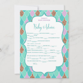 Paarse Aqua Mermaid Baby shower Kaart