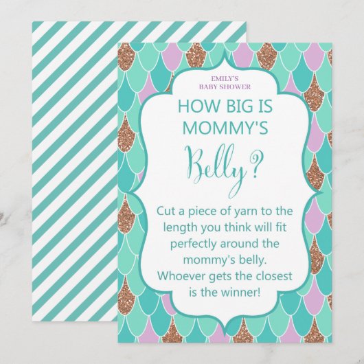 Paarse Aqua Mermaid Baby shower Kaart (Voorkant / Achterkant)