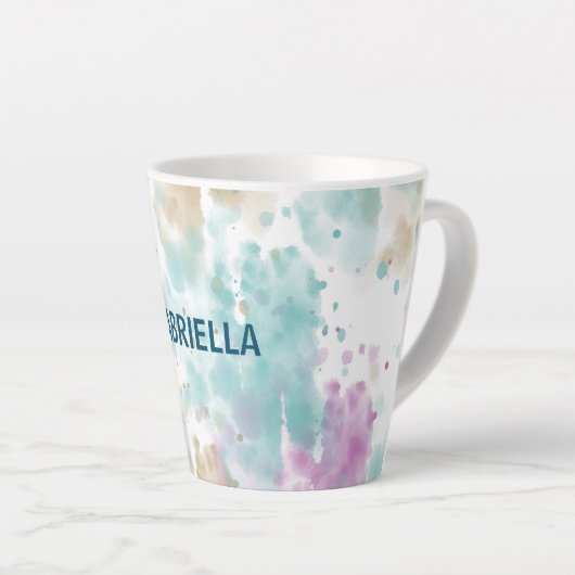 Paarse Aqua Mint Roze Crème Abstract Latte Mok (Rechterhoek)