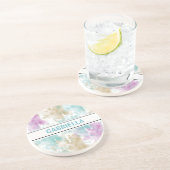 Paarse Aqua Mint Roze Crème Abstract Zandsteen Onderzetter (Zijkant)