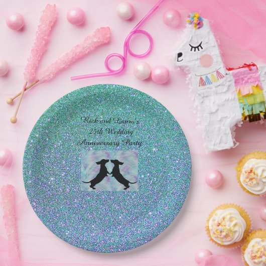 Paarse Aqua Ombre Glitter Dachshund Papieren Borde Papieren Bordje (Feest)