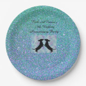 Paarse Aqua Ombre Glitter Dachshund Papieren Borde Papieren Bordje (Voorkant)