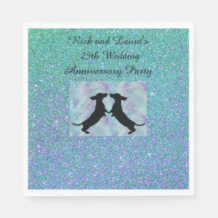 Paarse Aqua Ombre Glitter Dachshund Party Napkins Servet