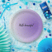 Paarse Aqua Ombre gouden harten gepersonaliseerd Papieren Bordje (Feest)