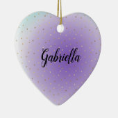 Paarse Aqua Ombre gouden harten Keramisch Ornament (Rechts)