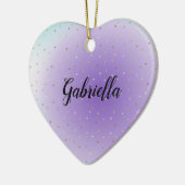 Paarse Aqua Ombre gouden harten Keramisch Ornament (Links)