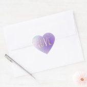 Paarse Aqua Ombre gouden harten liefde Hart Sticker (Envelop)
