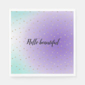 Paarse Aqua Ombre gouden harten Servet (Voorkant)