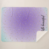 Paarse Aqua Ombre gouden harten Sherpa Deken (Voorkant (horizontaal))