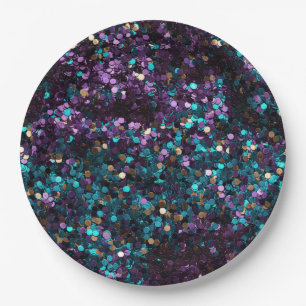 Paarse Aqua Roos Gouden Zeemeermin Confetti Papieren Bordje