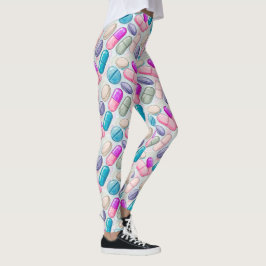 Paarse Aqua Roze Pillen Waterverf Leggings