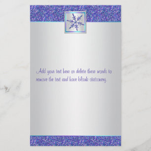 Paarse Aqua Silver Snowflake bruiloft briefpapier